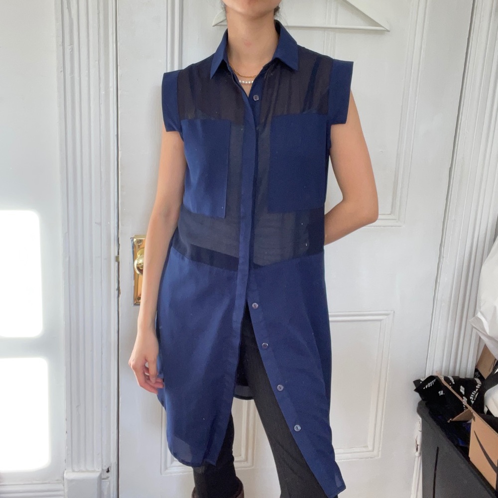 Mesh panel tunic dress